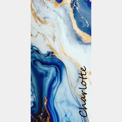 PHONE PERSONALISED BLUE WHITE GOLD MARBLE TEMPLATE Thumbnail