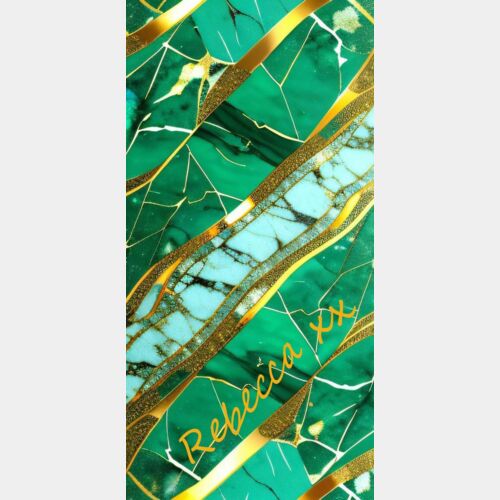 PHONE PERSONALISED EMERALD GOLD MARBLE TEMPLATE Thumbnail