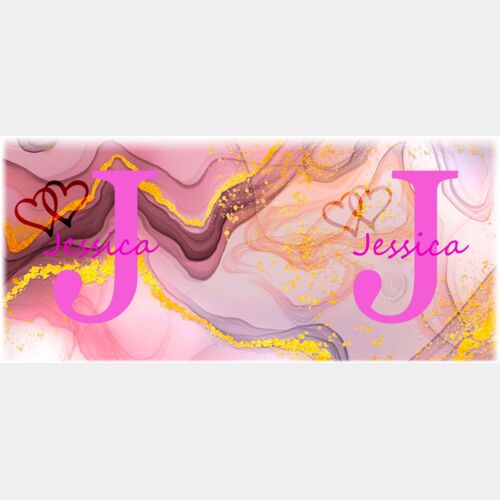 MUG PERSONALISED VIBRANT LIGHT PINK GOLD MARBLE DOUBLE TEXT TEMPLATE Thumbnail